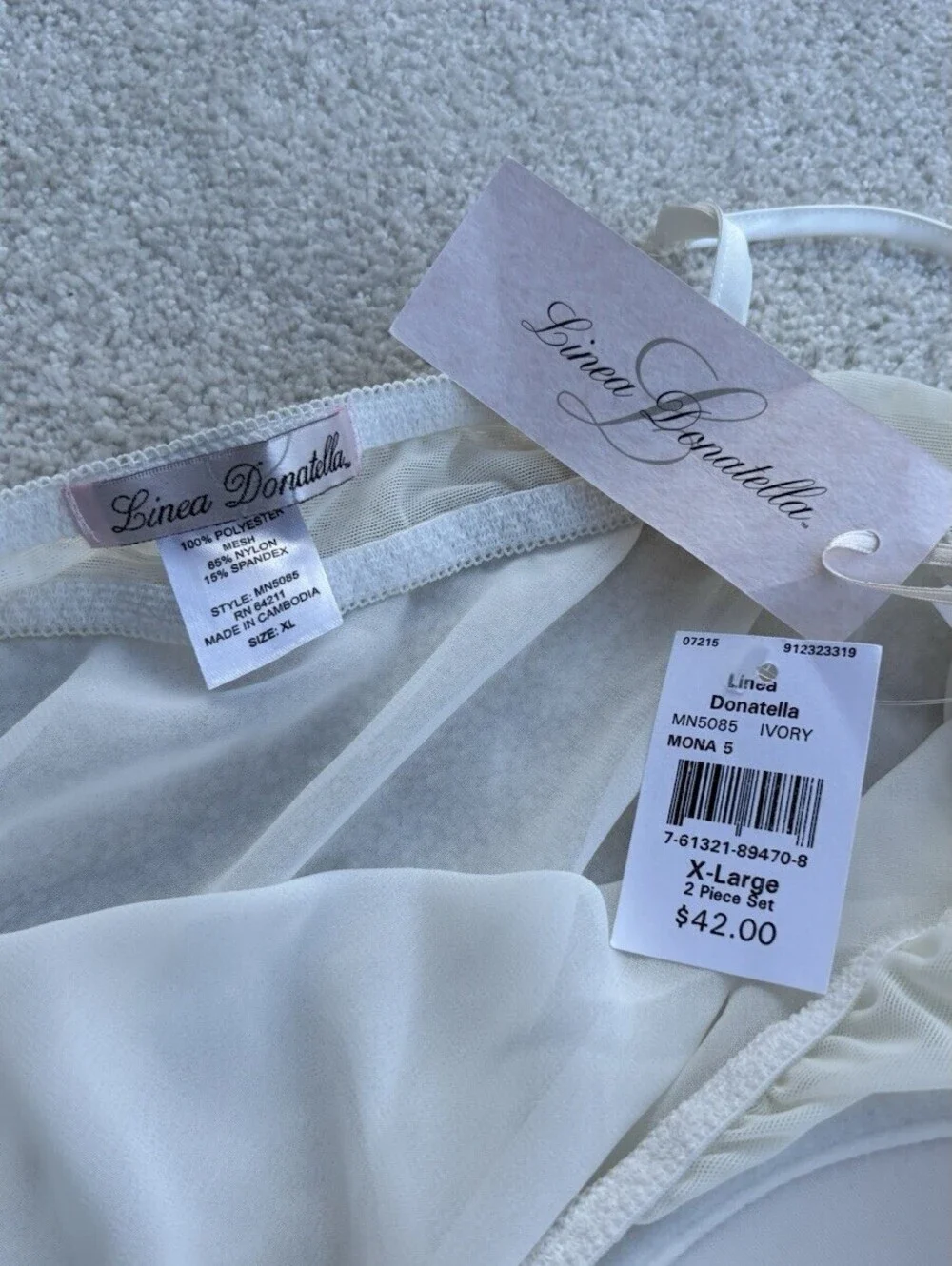 Linea Donatella Ivory Mona 5 Style MN5085 RN 64211 Women’s Bridal Intimates